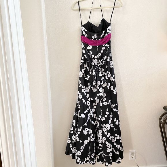 Betsy and Adam Formal Dress Size 4 Linda Bernell Black Floral Prom Halter - Picture 11 of 12